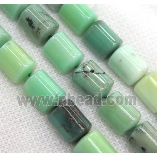green grass Agate beads, 3faces tube
