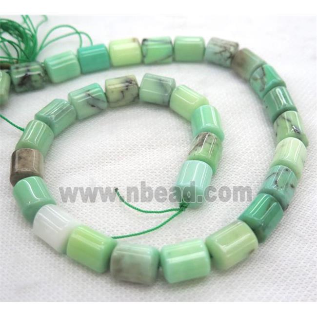 green grass Agate beads, 3faces tube