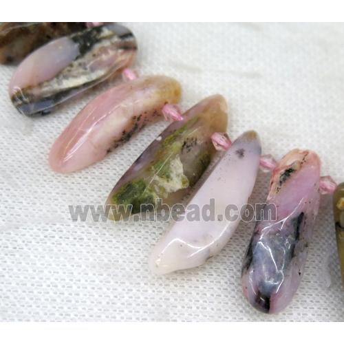 pink opal jasper collar bead, freeform, top drilled