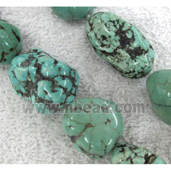 Turquoise stone bead, freeform nugget, lt.blue