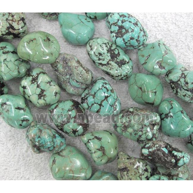Turquoise stone bead, freeform nugget, lt.blue