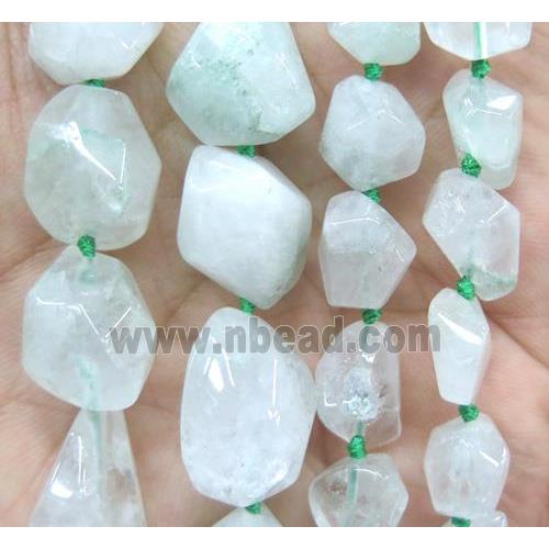 green quartz beads, freeform