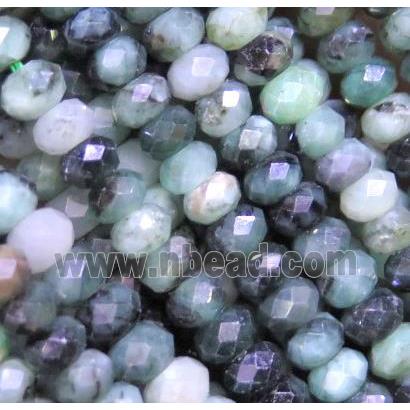 Emerald beads, faceted rondelle