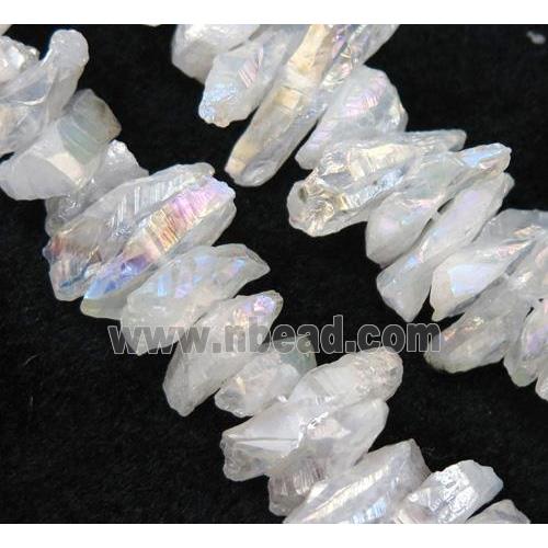clear quartz bead, freeform, AB color