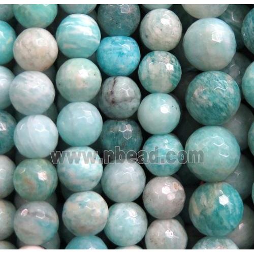 Amazonite bead, faceted round, green