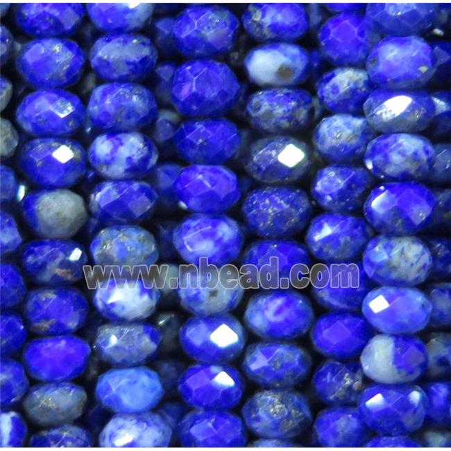 Lapis Lazuli bead, faceted rondelle, blue