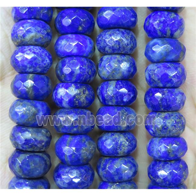 blue Lapis Lazuli bead, faceted rondelle
