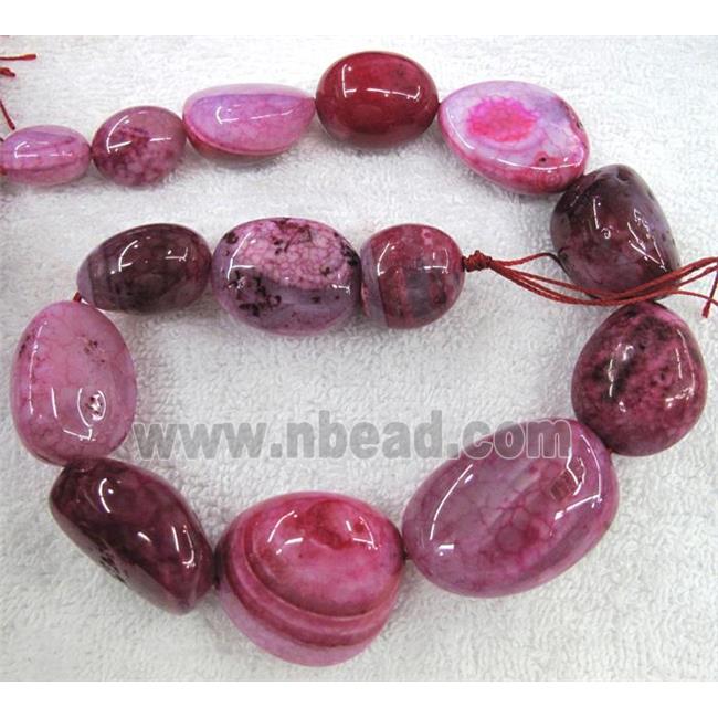 veins agate beads for necklace, freeform, hotpink