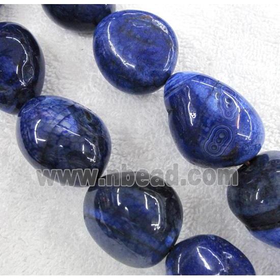 veins agate beads, freeform, royal blue