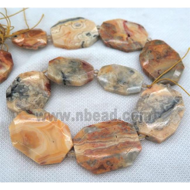 Crazy Agate Beads, faceted freeform