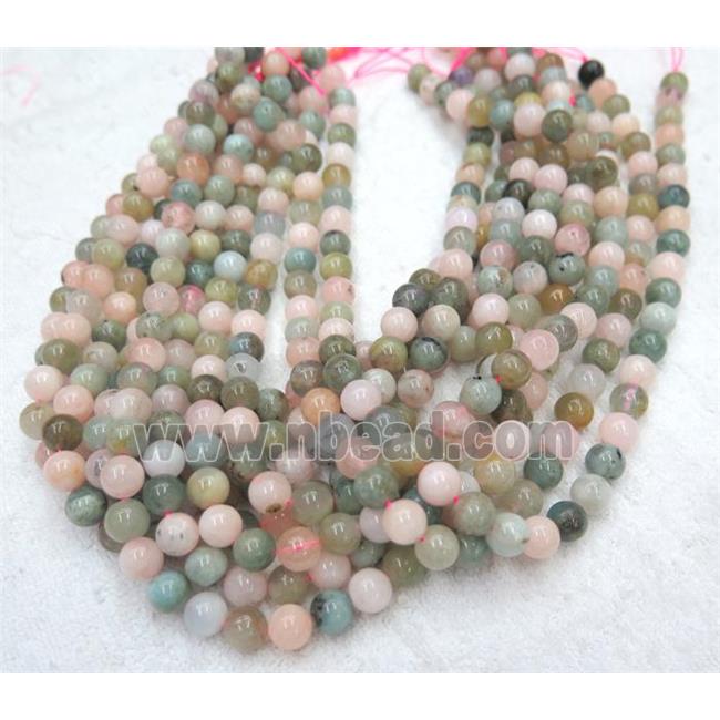 Morganite beads, round, A grade