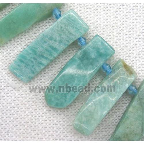 Russian Amazonite collar beads, stick, green