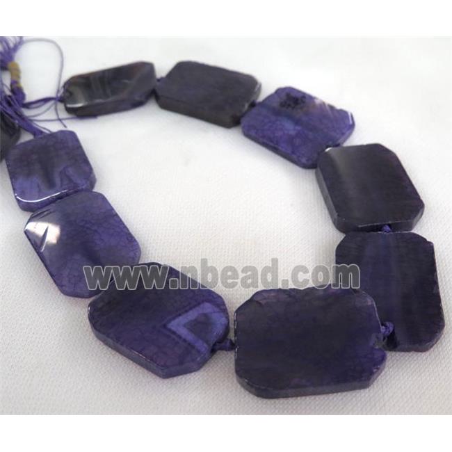purple agate beads, slice, rectangle