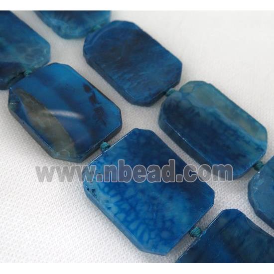 blue agate bead, slice, rectangle
