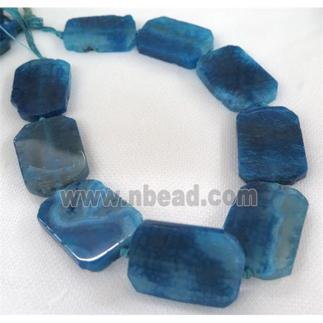 blue agate bead, slice, rectangle