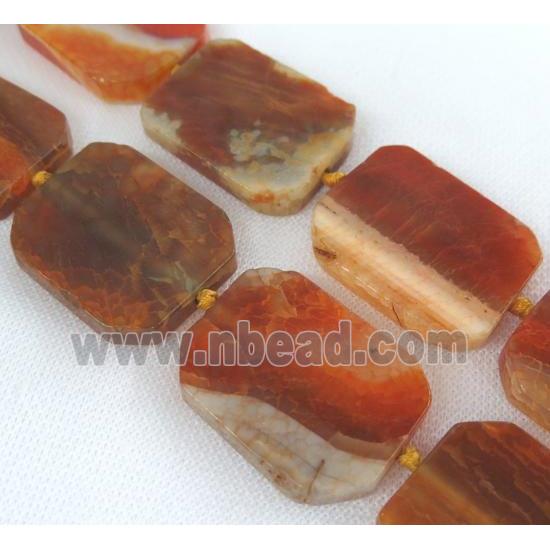 orange agate bead, slice, rectangle