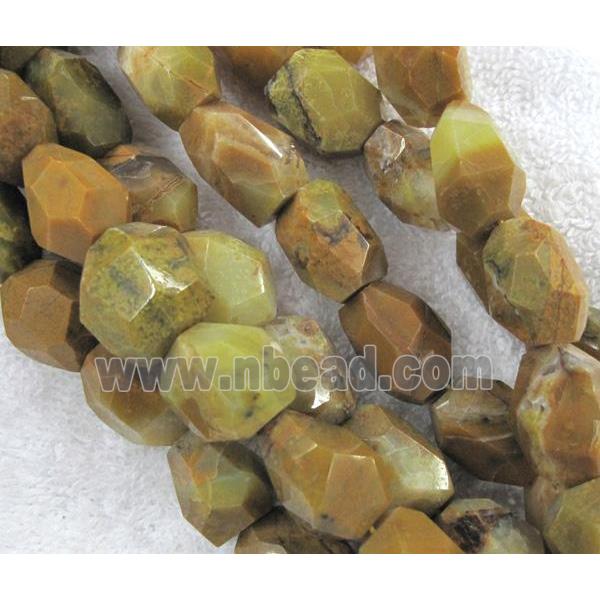 green Opal Jasper nugget beads, faceted freeform