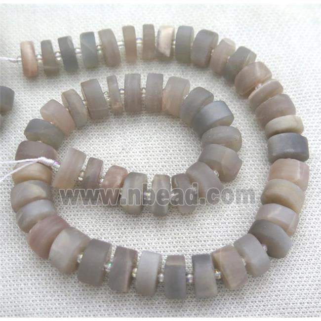 gray Moonstone heishi beads, matte