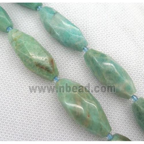green Amazonite beads, faceted rice