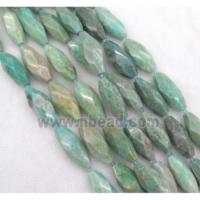 green Amazonite beads, faceted rice