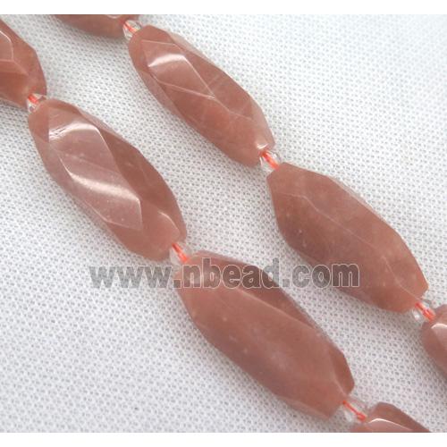 faceted Sunstone rice bead, pink