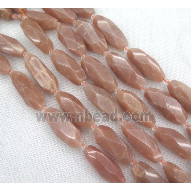 faceted Sunstone rice bead, pink