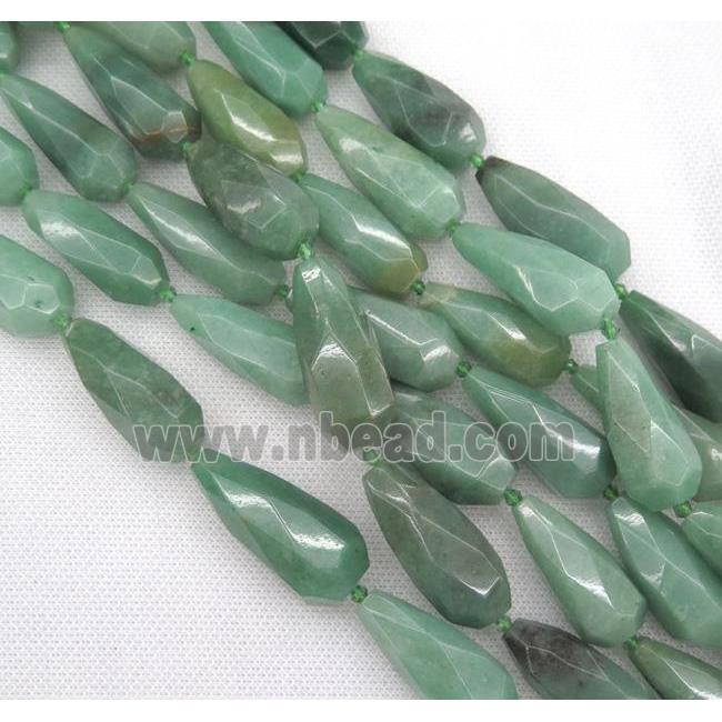 green Aventurine beads, faceted teardrop