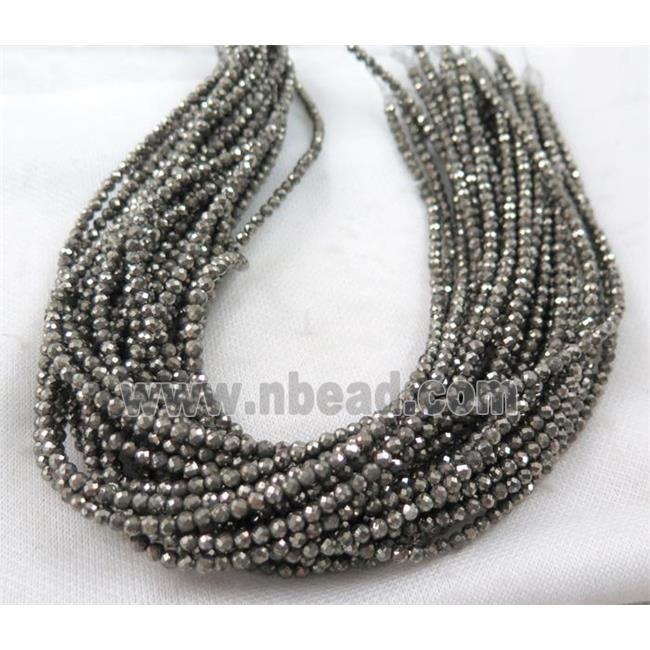 pyrite bead, faceted round, A grade