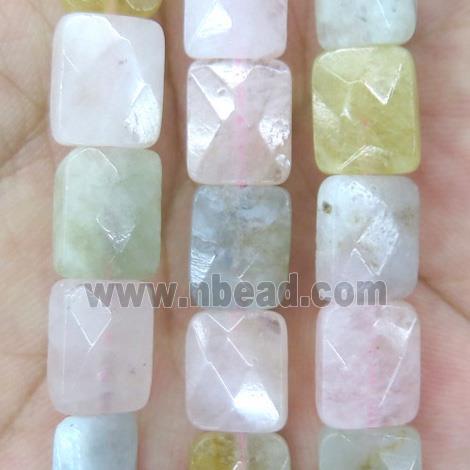 Morganite bead, faceted rectangle