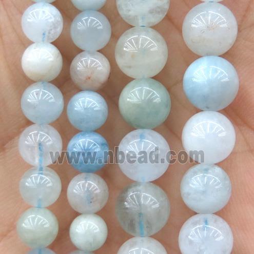 round Aquamarine Beads, AB-grade