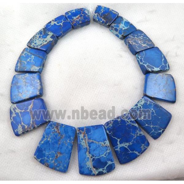Sea Sediment Jasper necklace, freeform, royal blue
