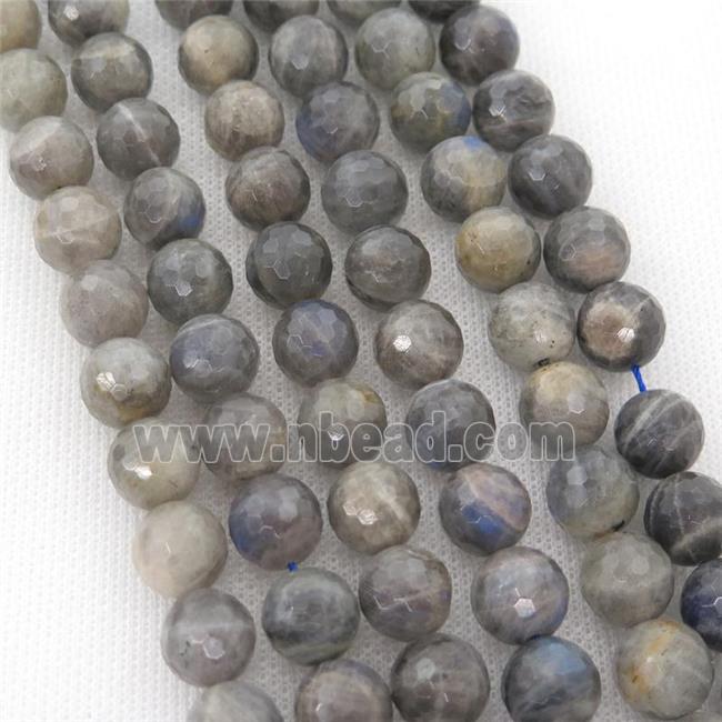 faceted round Labradorite beads, A-grade, deep-gray