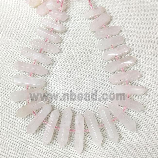 Rose Quartz Bullet Beads, point, pink