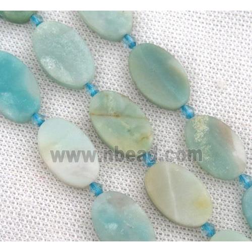 Amazonite oval beads, matte, blue