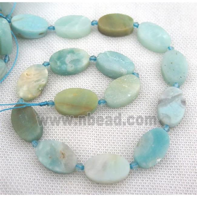 Amazonite oval beads, matte, blue