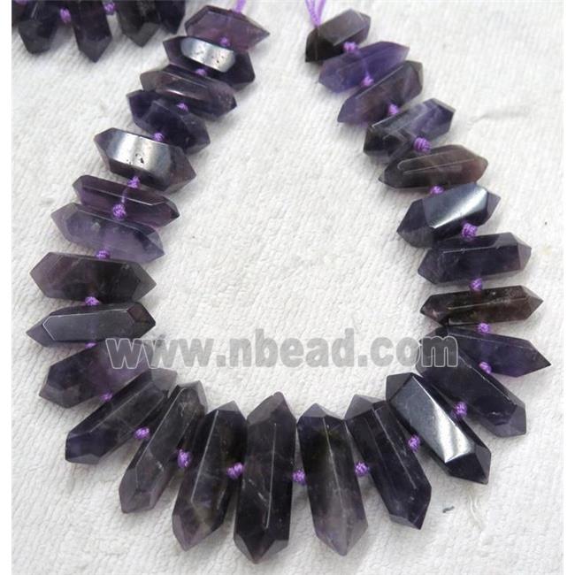 Amethyst Bullet Beads, point, dark-purple