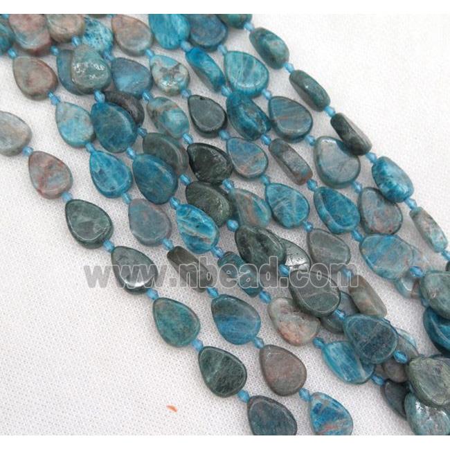 Apatite teardrop beads, blue