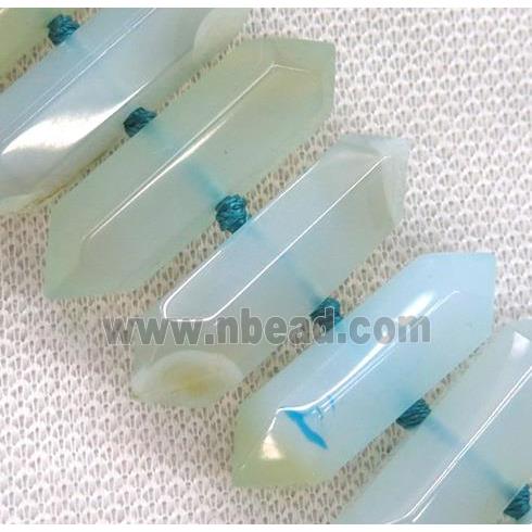 agate bullet beads, blue dye
