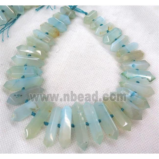 agate bullet beads, blue dye