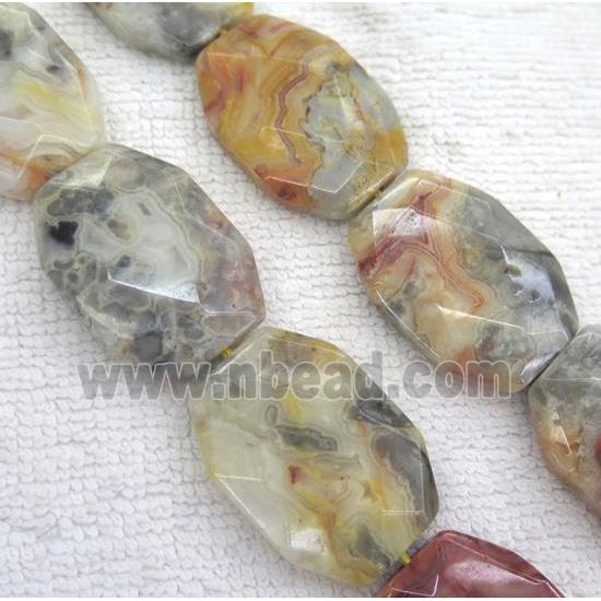 yellow Crazy Agate Beads, faceted oval