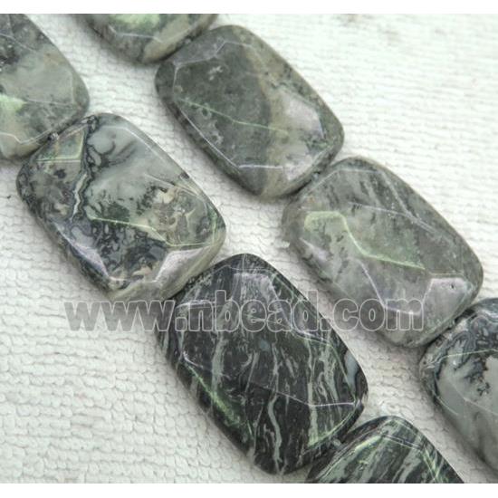 gray picture jasper beads, faceted rectangle
