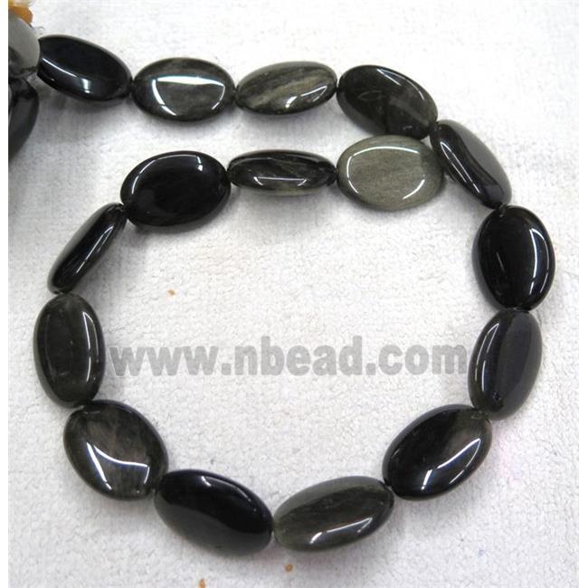 gold-Obsidian oval beads