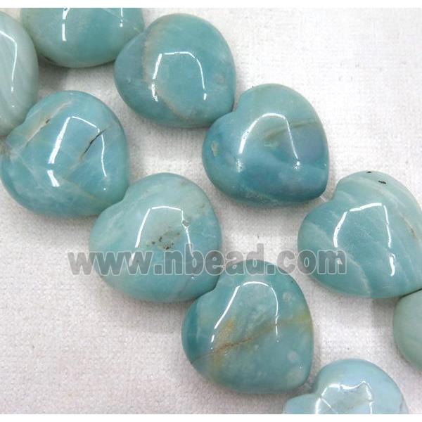 Chinese Amazonite beads, heart, b-grade, blue