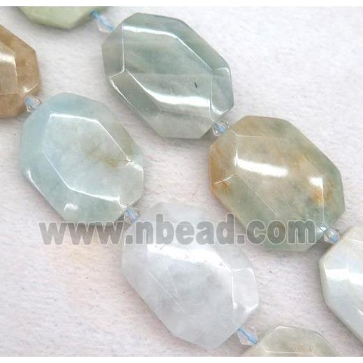 Aquamarine slice beads, faceted freeform, AB-grade