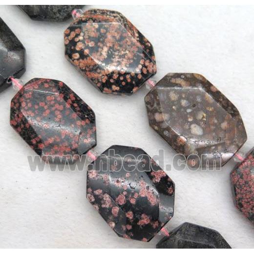red snowflake jasper slice beads, faceted freeform