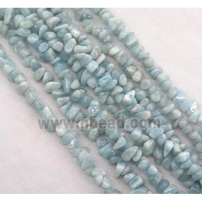 Aquamarine chip beads, blue, freeform