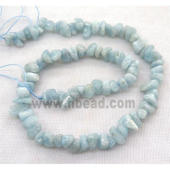 Aquamarine chip beads, blue, freeform
