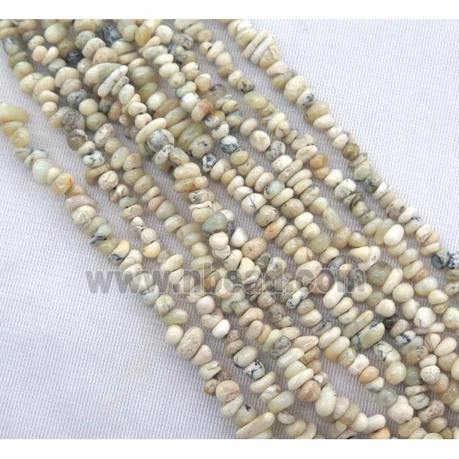 white Peruvian Moss Opal jasper chip beads, freeform