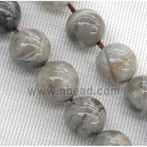 natural gray Bamboo Agate beads, round