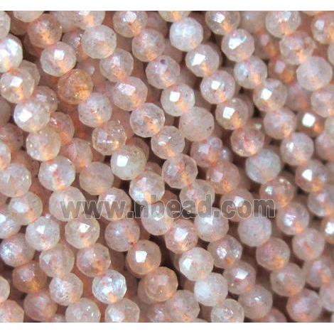 natural Orange MoonStone beads, tiny, faceted round